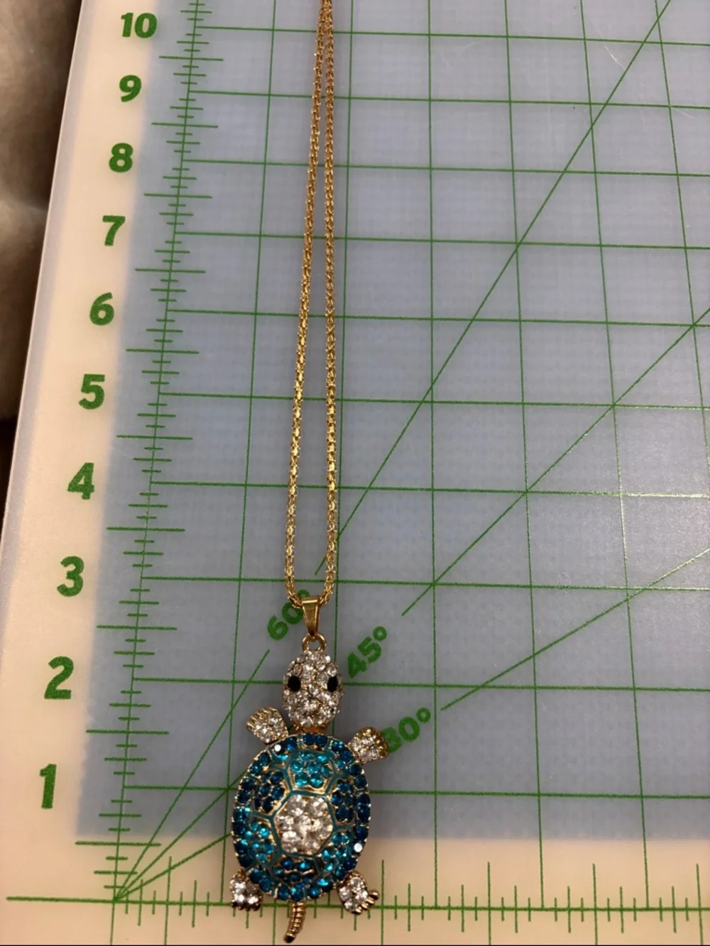Betsey Johnson Gold-Tone Blue and Clear Crystal Turtle Pendant Necklace - Picture 5 of 7